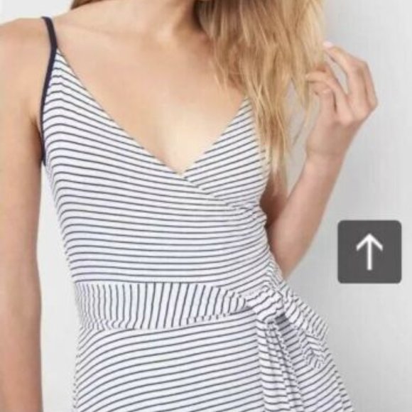 NWT Gap Cami Wrap Midi Stripe Dress - Large Tall - Picture 2 of 7